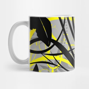 Black Leaves with Yellow Branches and Tribal Pattern Mug